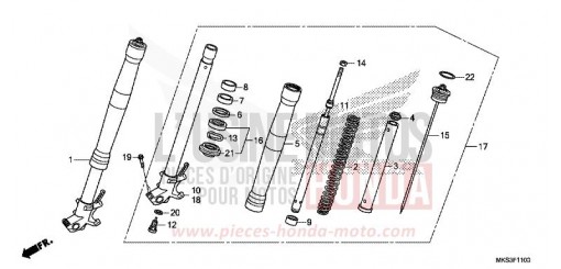 GABEL, VORNE (CRF1100A/A2/AL/AL2/D/D2/DL/DL2) CRF1100DL de 2020